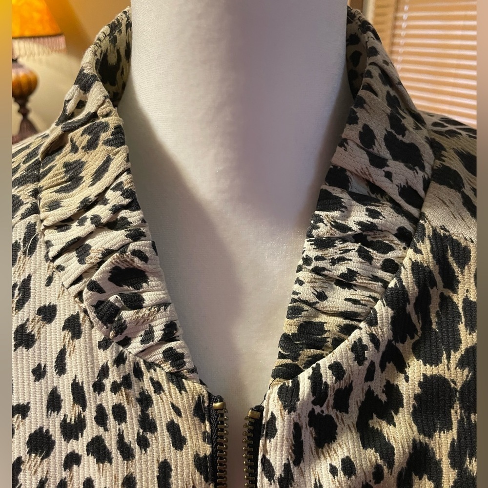 Gantos Vintage 1980s Bomber Jacket Size Medium Leopard Print Shoulder Pads - Picture 3 of 8